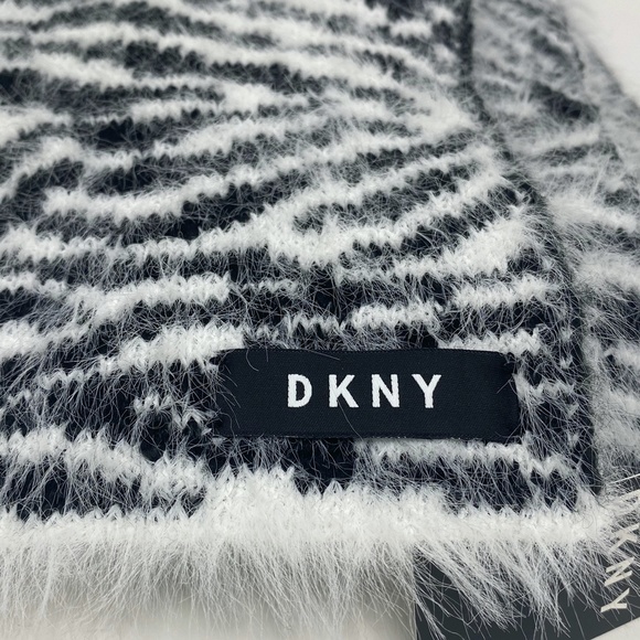 DKNY Fuzzy Animal Print Beanie Hat and Scarf Set - Picture 6 of 15